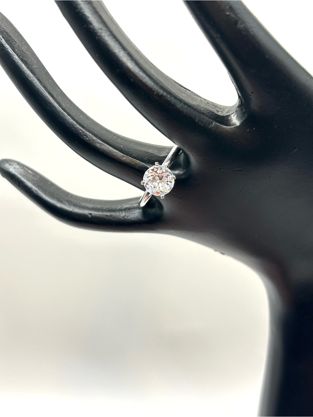 Classic Clear Stone Solitaire Silver Tone Ring